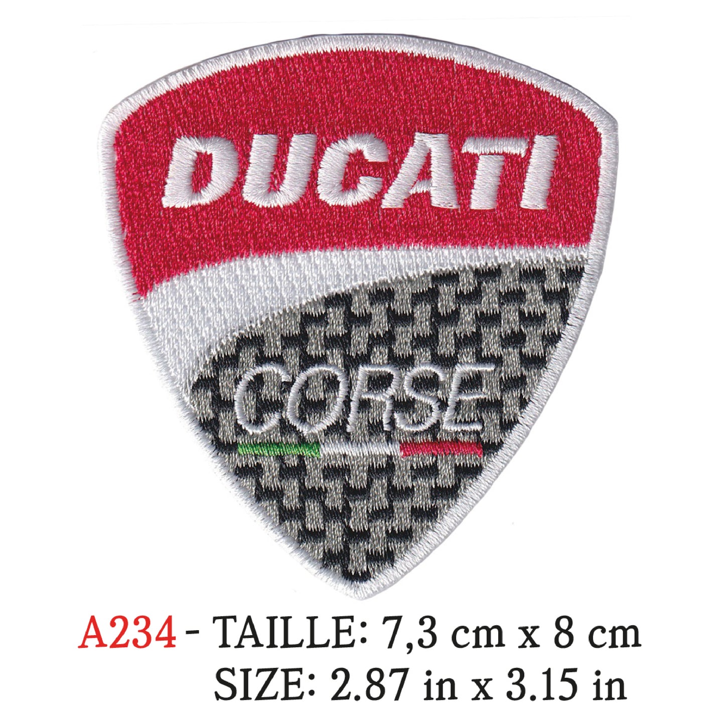 MAXIMUMPATCHES - Ecusson Patch Brodé Thermocollant - 7,3 cm x 8 cm - Moto Italie Rétro Vintage Ducati