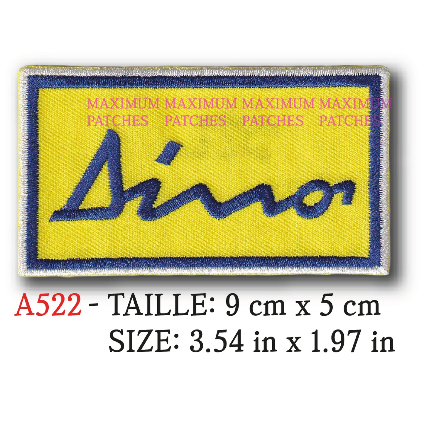 MAXIMUMPATCHES - 9 cm x 5 cm - Ecusson Patch Brodé Thermocollant - Automobile Sport Italie Marque Logo Rétro Vintage Dino