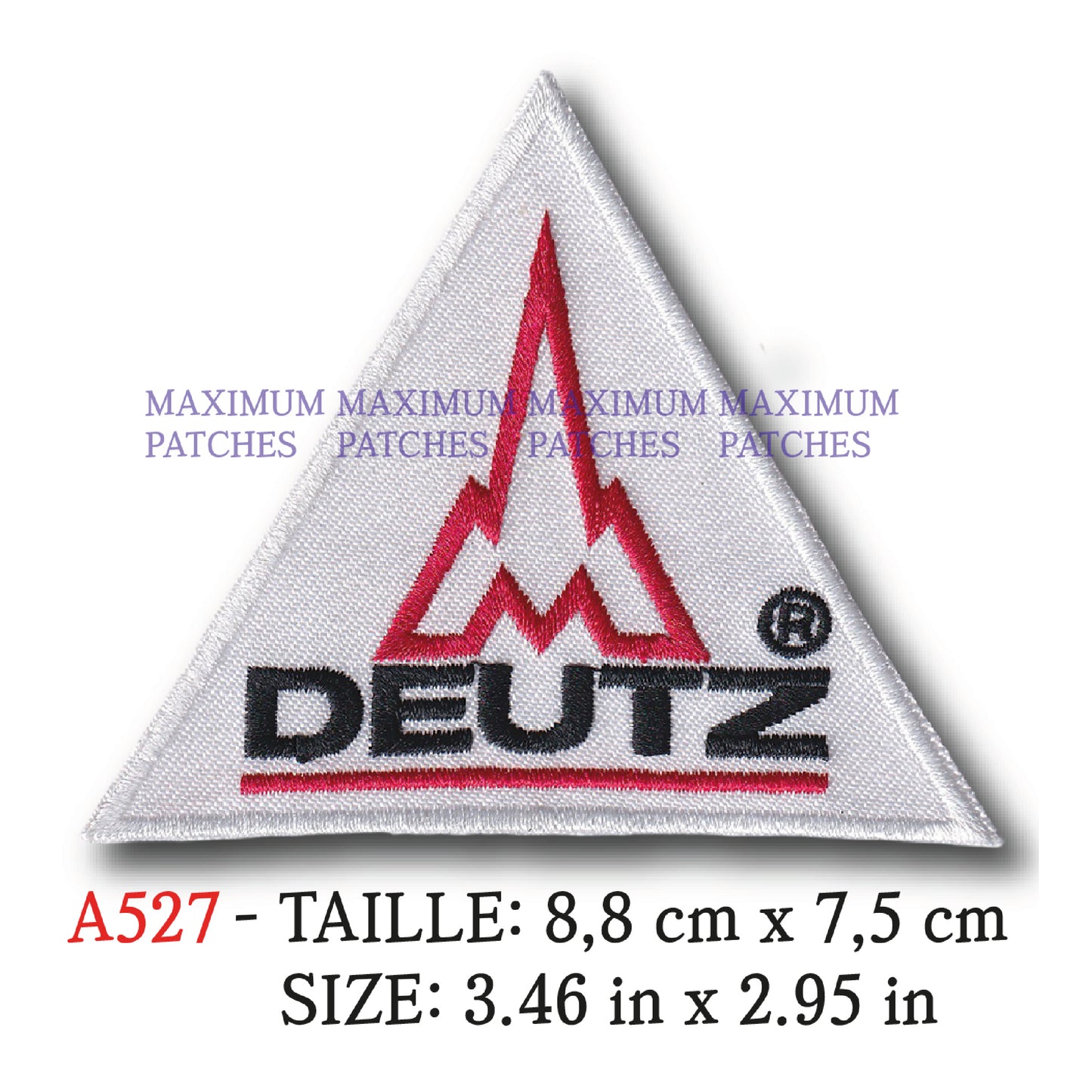 MAXIMUMPATCHES - 8,8 cm x 7,5 cm - Ecusson Patch Brodé Thermocollant - Tracteur Machine Agricole Marque Logo Publicité Rétro Vintage