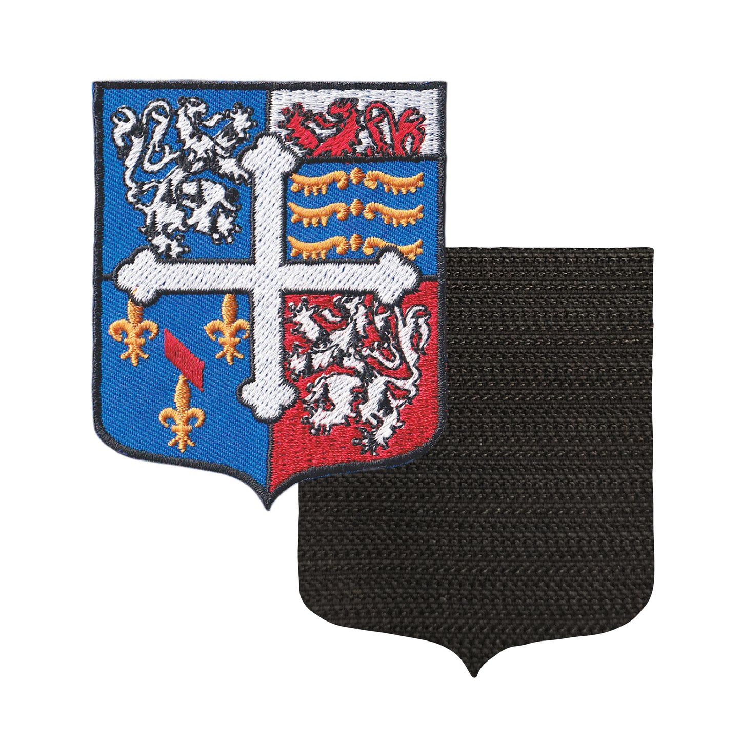 MAXIMUMPATCHES - 01 Ain - 6,5 cm x 8 cm - Ecusson Patch Brodé Avec Scratch Cousu Au Dos + Carré Scratch A Coudre, Face Opposé 10 cm x 10 cm Offert / Département Région Territoire France