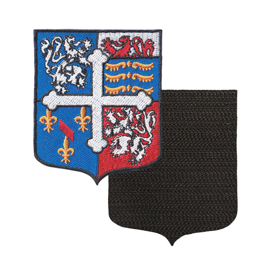 MAXIMUMPATCHES - 01 Ain - 6,5 cm x 8 cm - Ecusson Patch Brodé Avec Scratch Cousu Au Dos + Carré Scratch A Coudre, Face Opposé 10 cm x 10 cm Offert / Département Région Territoire France