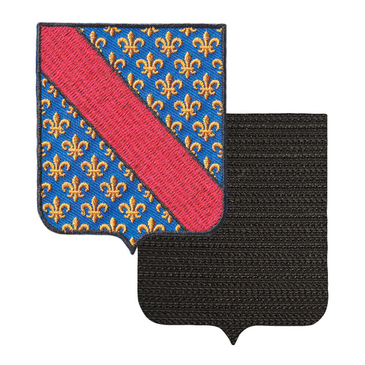 MAXIMUMPATCHES - 03 Allier - 6,5 cm x 8 cm - Ecusson Patch Brodé Avec Scratch Cousu Au Dos + Carré Scratch A Coudre, Face Opposé 10 cm x 10 cm Offert / Département Région Territoire France