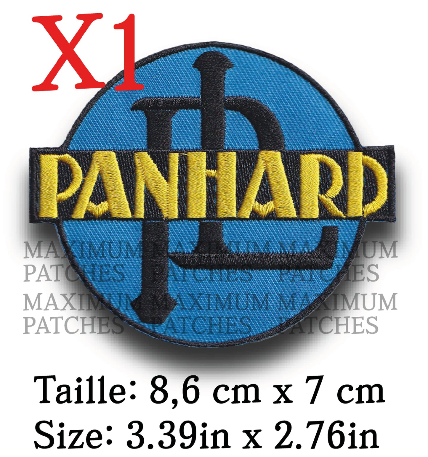 MAXIMUMPATCHES - Ecusson Thermocollant Brodé - 8,6 cm x 7 cm - Patch Toppa Aufnäher Vintage Voiture Moto Automobile Biker Panhard