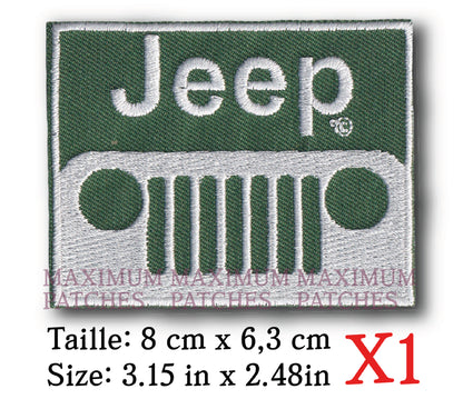 MAXIMUMPATCHES - Ecusson Patch Brodé Thermocollant - 8 cm x 6,3 cm - Voiture 4x4 Américaine Tout Terrain Off Road All 4 Jeep