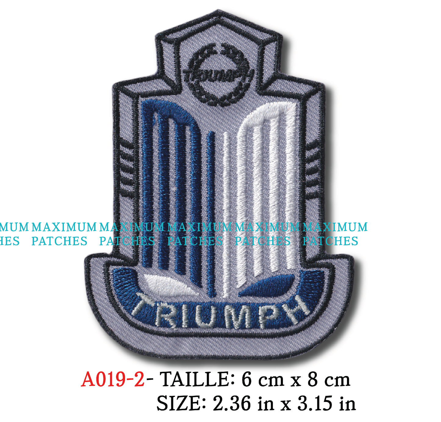 MAXIMUMPATCHES - Ecusson Patch Brodé Thermocollant - 6 cm x 8 cm - Automobile Uk Royaume-Uni Rétro Vintage Combinaison Pilote Triumph