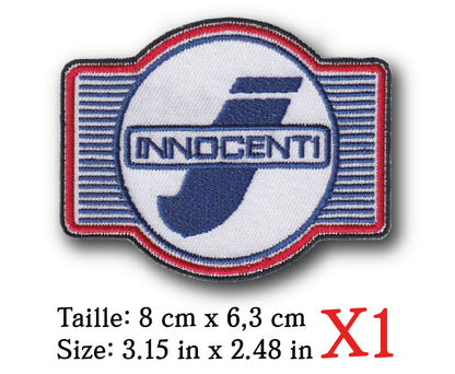 MAXIMUMPATCHES - Ecusson Patch Brodé Thermocollant - 8 cm x 6,3 cm - Automobile Italie Rétro Vintage Combinaison Pilote Innocenti