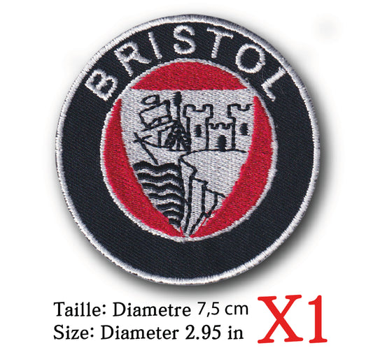 MAXIMUMPATCHES - Ecusson Patch Brodé Thermocollant - Diamètre 7,5 cm - Automobile Royaume-Uni Rétro Vintage Combinaison Pilote Bristol