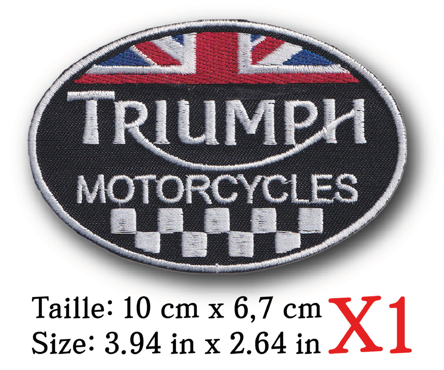 MAXIMUMPATCHES - Ecusson Patch Brodé Thermocollant - 10 cm x 6,7 cm - Moto Motocycle Uk Angleterre Royaume-Uni Triumph