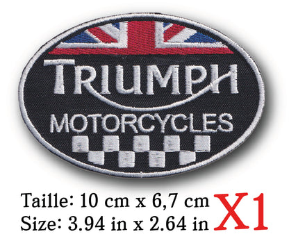 MAXIMUMPATCHES - Ecusson Patch Brodé Thermocollant - 10 cm x 6,7 cm - Moto Motocycle Uk Angleterre Royaume-Uni Triumph