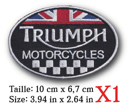 MAXIMUMPATCHES - Ecusson Patch Brodé Thermocollant - 10 cm x 6,7 cm - Moto Motocycle Uk Angleterre Royaume-Uni Triumph