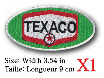 MAXIMUMPATCHES - Ecusson Patch Brodé Thermocollant - Longueur 9 cm - Automobile Course Usa Rétro Vintage Texaco