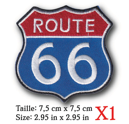 MAXIMUMPATCHES - Ecusson Patch Brodé Thermocollant - 7,5 cm x 7,5 cm - Logo Rétro Vintage Usa États-Unis Biker Country Route 66