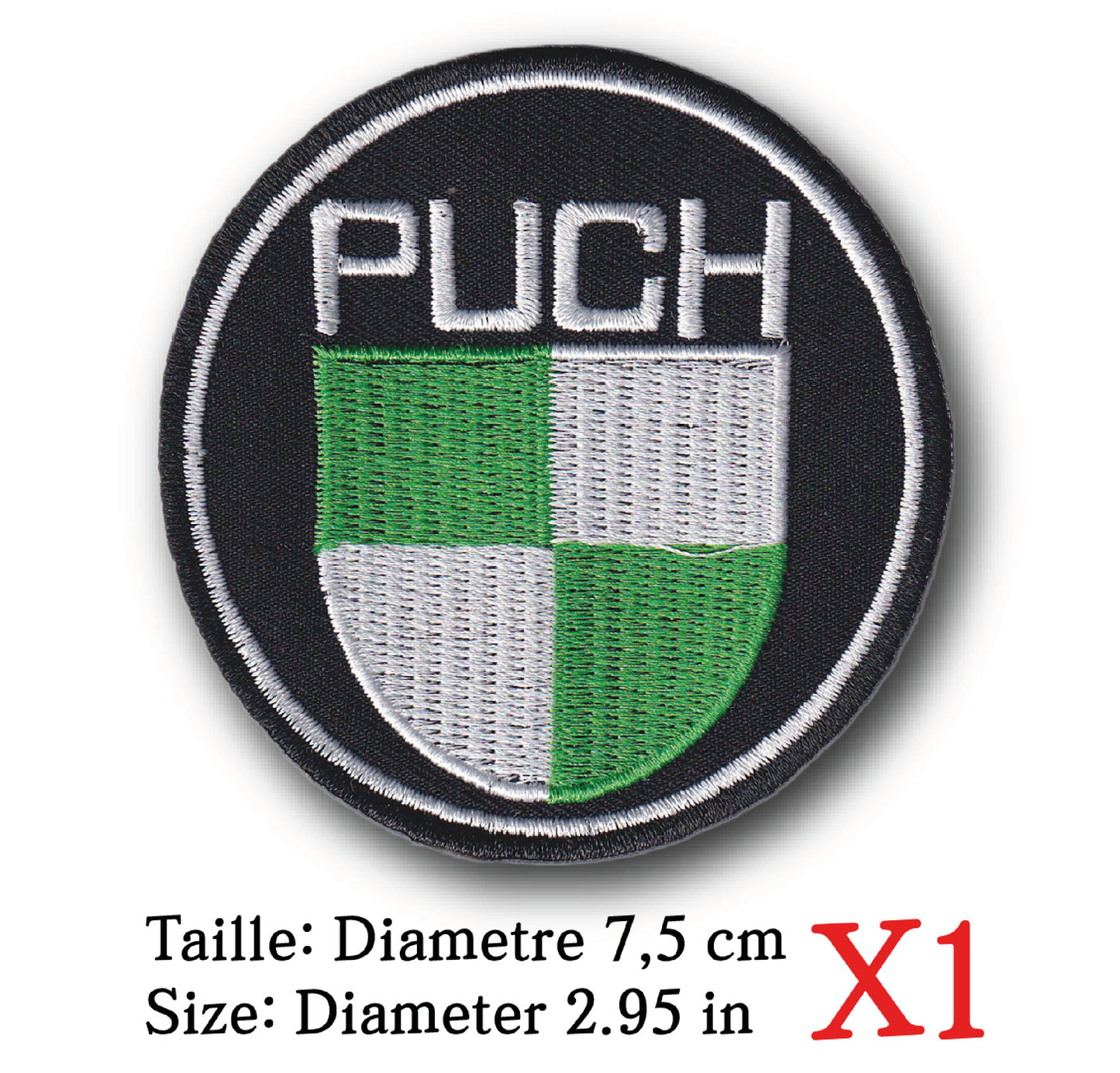 MAXIMUMPATCHES - Diamètre 7,5 cm - Ecusson Patch Brodé Thermocollant - Automobile Publicité Marque Logo Moto Puch