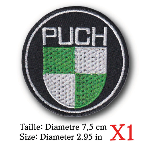 MAXIMUMPATCHES - Diamètre 7,5 cm - Ecusson Patch Brodé Thermocollant - Automobile Publicité Marque Logo Moto Puch