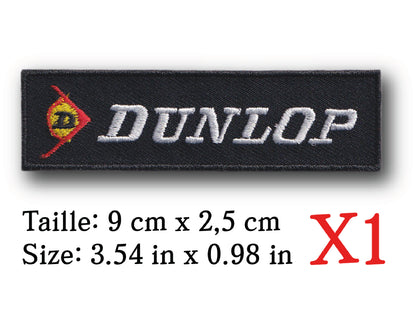 MAXIMUMPATCHES - Ecusson Patch Brodé Thermocollant - 9 cm x 2,5 cm - Automobile Moto Rétro Vintage dunlop