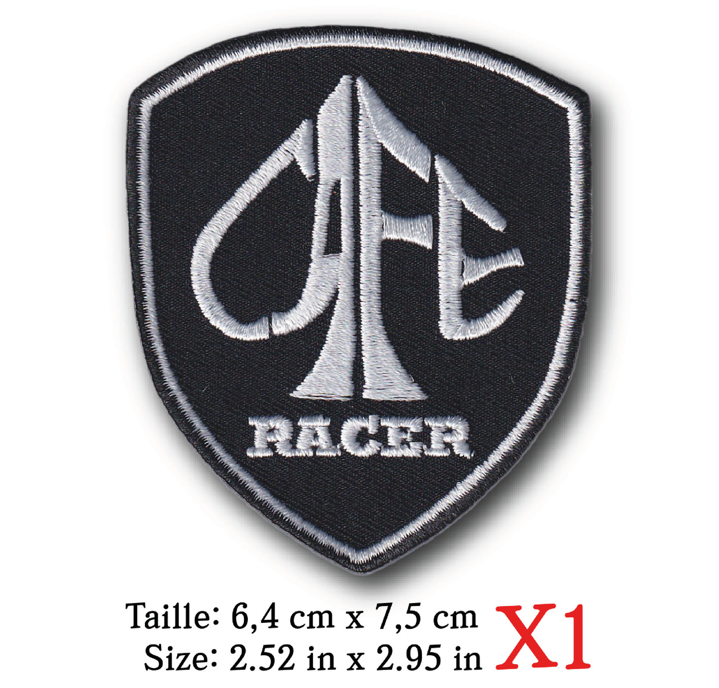 MAXIMUMPATCHES - 6,4 cm x 7,5 cm - Ecusson Patch Brodé Thermocollant - Automobile Publicité Marque Logo Café Racer