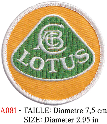MAXIMUMPATCHES - Ecusson Patch Brodé Thermocollant - Diamètre 7,5 cm - Automobile Moto Voiture Rétro Vintage Lotus