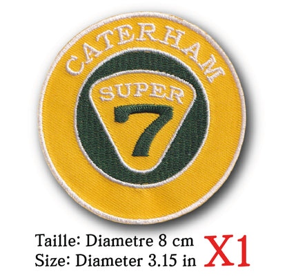MAXIMUMPATCHES - Ecusson Patch Brodé Thermocollant - Diamètre 8 cm - Automobile Moto Voiture Rétro Vintage Caterham Super 7