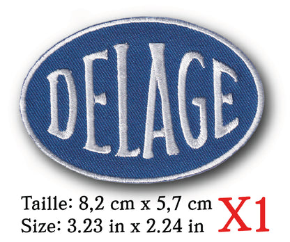 MAXIMUMPATCHES - Ecusson Patch Brodé Thermocollant - 8,2 cm x 5,7 cm - Automobile Voiture Ancienne Course Combinaison Pilote Delage