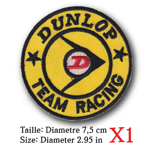 MAXIMUMPATCHES - Ecusson Patch Brodé Thermocollant - Diamètre 7,5 cm - Automobile Moto Rétro Vintage Pneumatique Dunlop