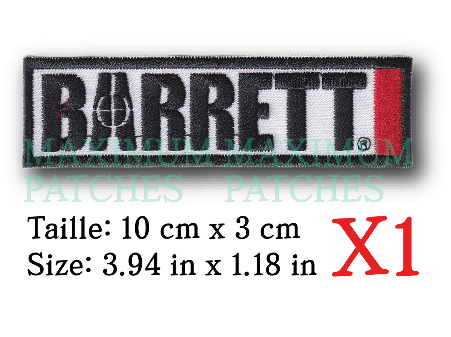 MAXIMUMPATCHES - 10 cm x 3 cm - Ecusson Patch Brodé Thermocollant - Automobile Publicité Marque Logo Barrett