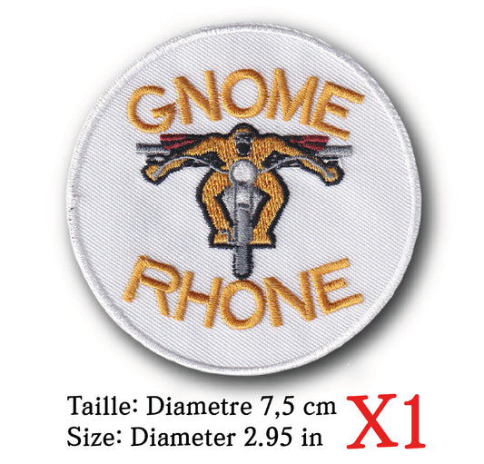 MAXIMUMPATCHES - Ecusson Patch Brodé Thermocollant - Diametre 7,5 cm - Automobile Moto Voiture Rétro Vintage Gnome Rhone