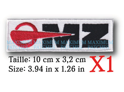 MAXIMUMPATCHES - Ecusson Patch Brodé Thermocollant - 10 cm x 3,2 cm - Automobile Moto Voiture Rétro Vintage Mz