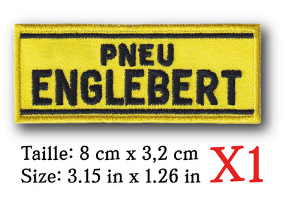 MAXIMUMPATCHES - Ecusson Patch Brodé Thermocollant - 8 cm x 3,2 cm - Automobile Moto Rétro Vintage Pneu Englebert