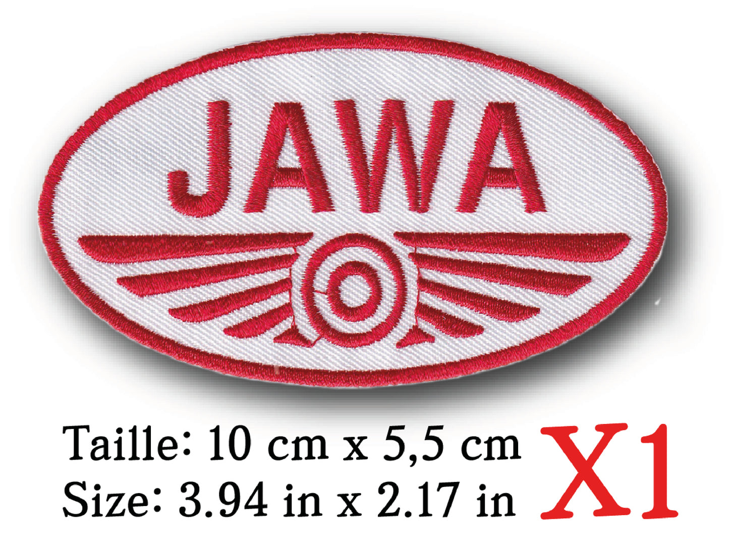 MAXIMUMPATCHES - Ecusson Patch Brodé Thermocollant - 10 cm x 5,5 cm - Automobile Moto Voiture Rétro Vintage Jawa