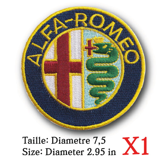 MAXIMUMPATCHES - Ecusson Patch Brodé Thermocollant - Diametre 7,5 cm - Automobile Moto Rétro Vintage Alfa Roméo