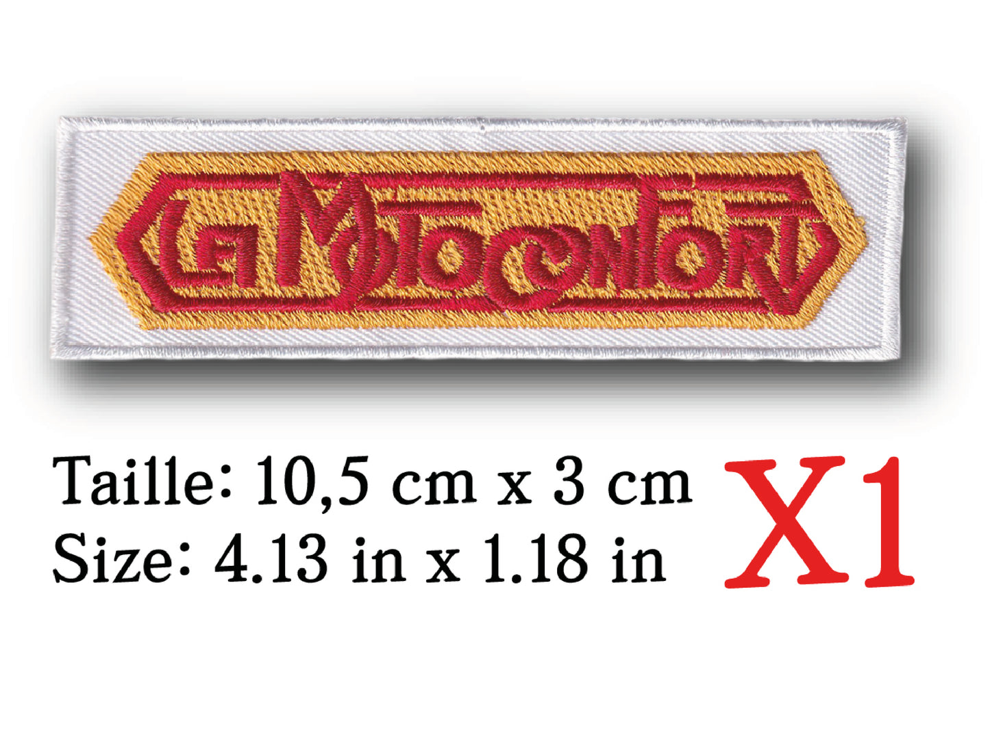 MAXIMUMPATCHES - Ecusson Patch Brodé Thermocollant - 10,5 cm x 3 cm - Automobile Moto Voiture Rétro Vintage La Motoconfort