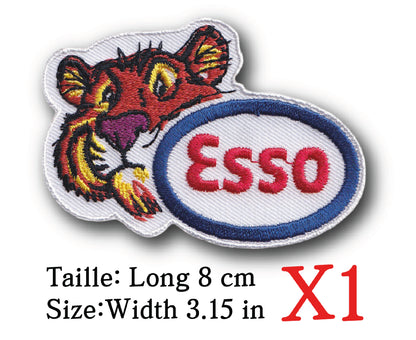MAXIMUMPATCHES - Ecusson Patch Brodé Thermocollant - Longueur 8 cm - Automobile Moto Rétro Vintage Esso