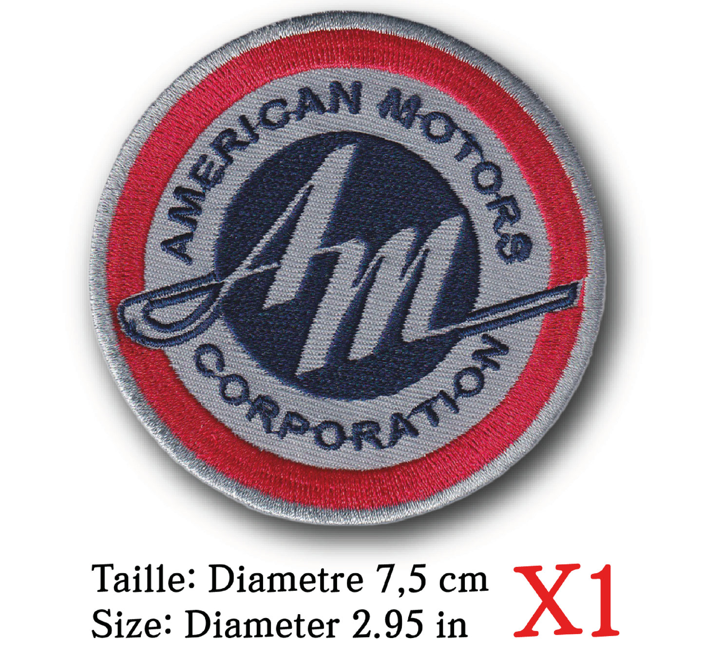 MAXIMUMPATCHES - Ecusson Patch Brodé Thermocollant - Diametre 7,5 cm - Automobile Rétro Vintage Usa Amc Américan Motors Corporation