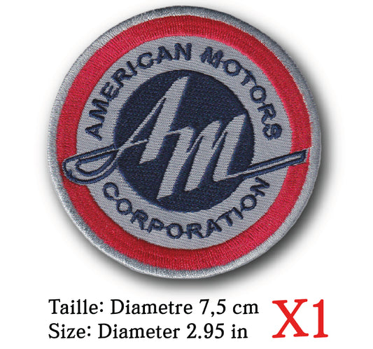 MAXIMUMPATCHES - Ecusson Patch Brodé Thermocollant - Diametre 7,5 cm - Automobile Rétro Vintage Usa Amc Américan Motors Corporation