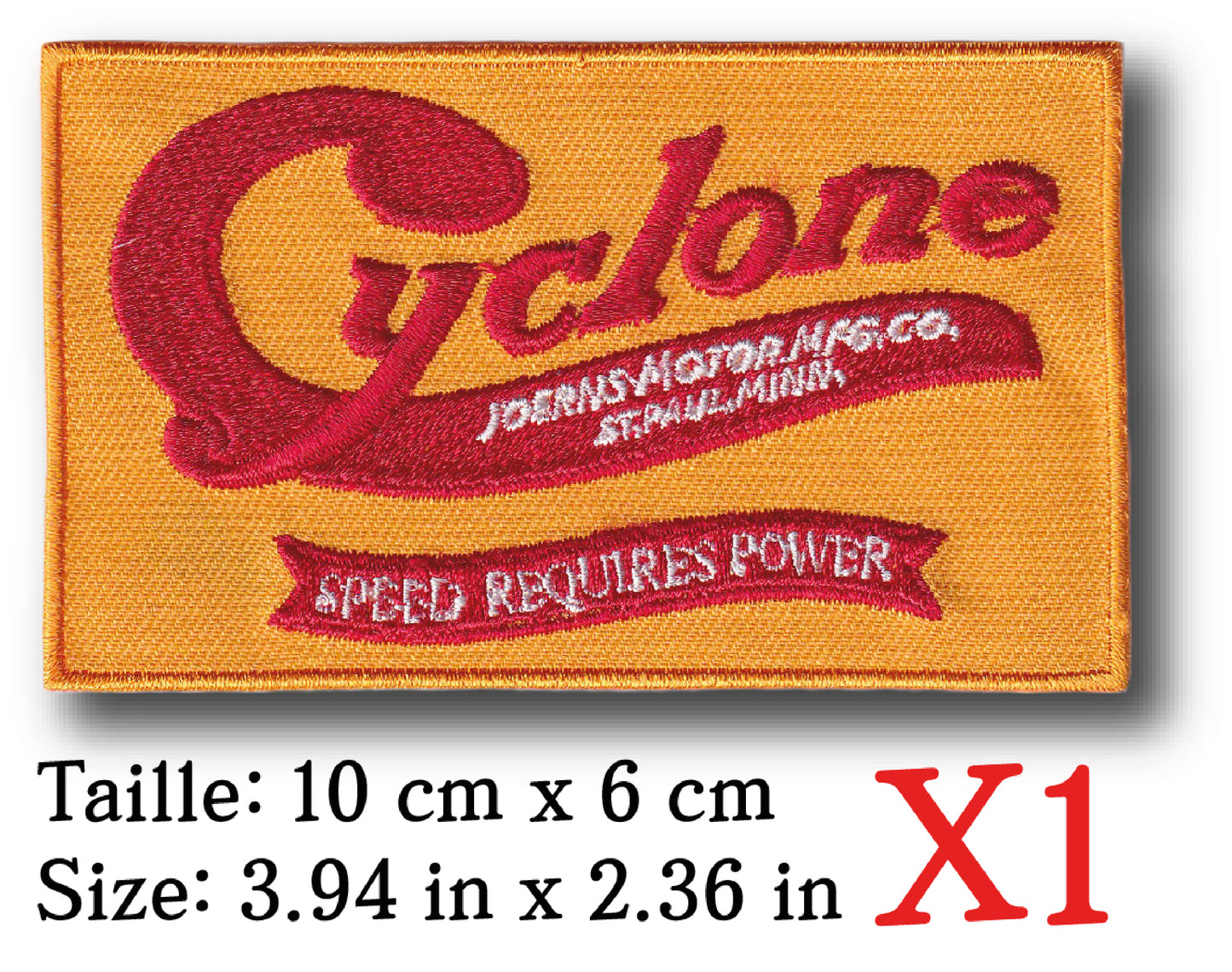 MAXIMUMPATCHES - 10 cm x 6 cm - Ecusson Patch Brodé Thermocollant - Moto Rétro Vintage Joerns Motor Cyclone