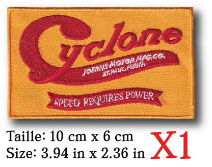 MAXIMUMPATCHES - 10 cm x 6 cm - Ecusson Patch Brodé Thermocollant - Moto Rétro Vintage Joerns Motor Cyclone