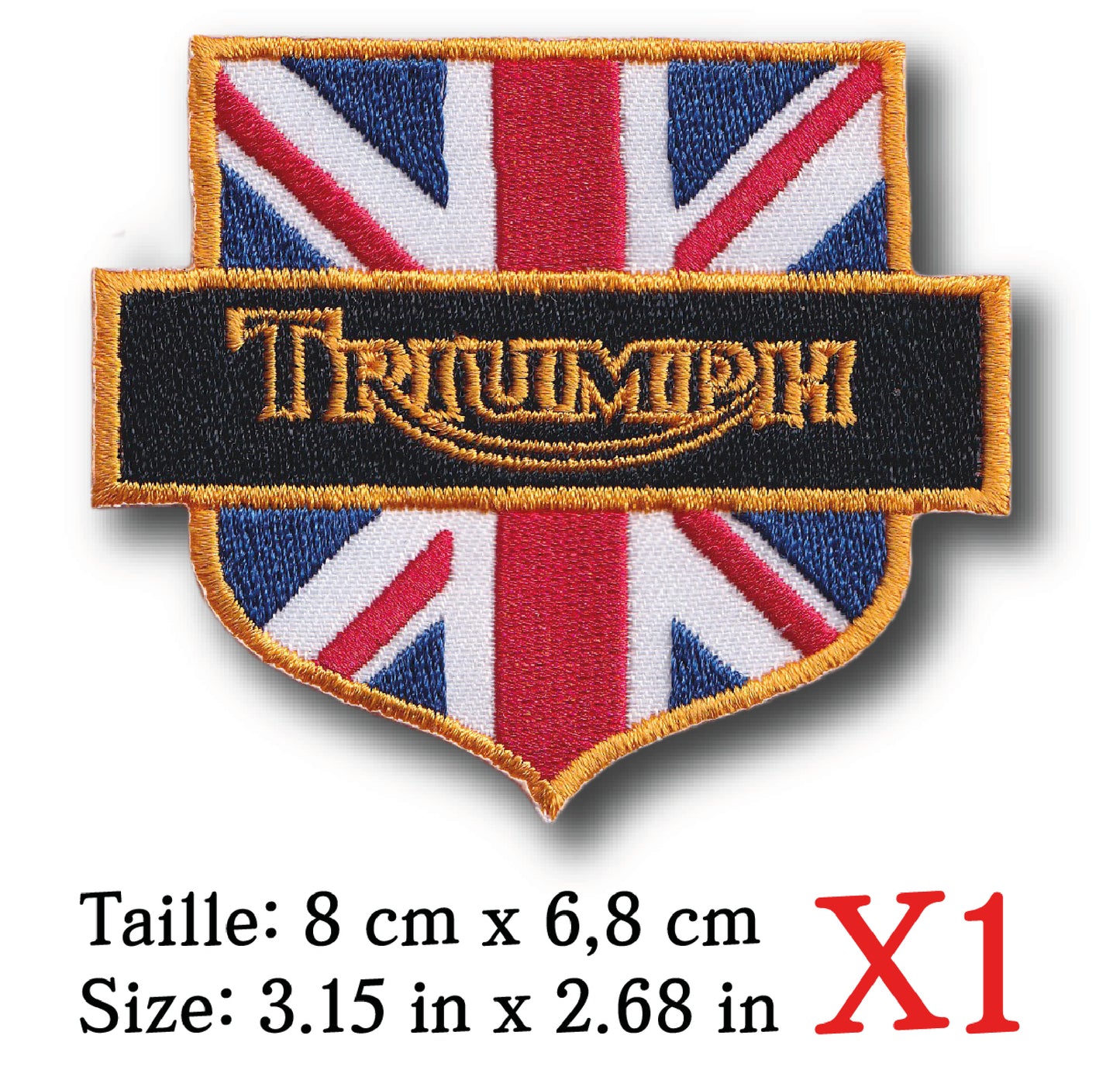 MAXIMUMPATCHES - Ecusson Patch Brodé Thermocollant - 8 cm x 6,8 cm - Automobile Moto Rétro Vintage Triumph