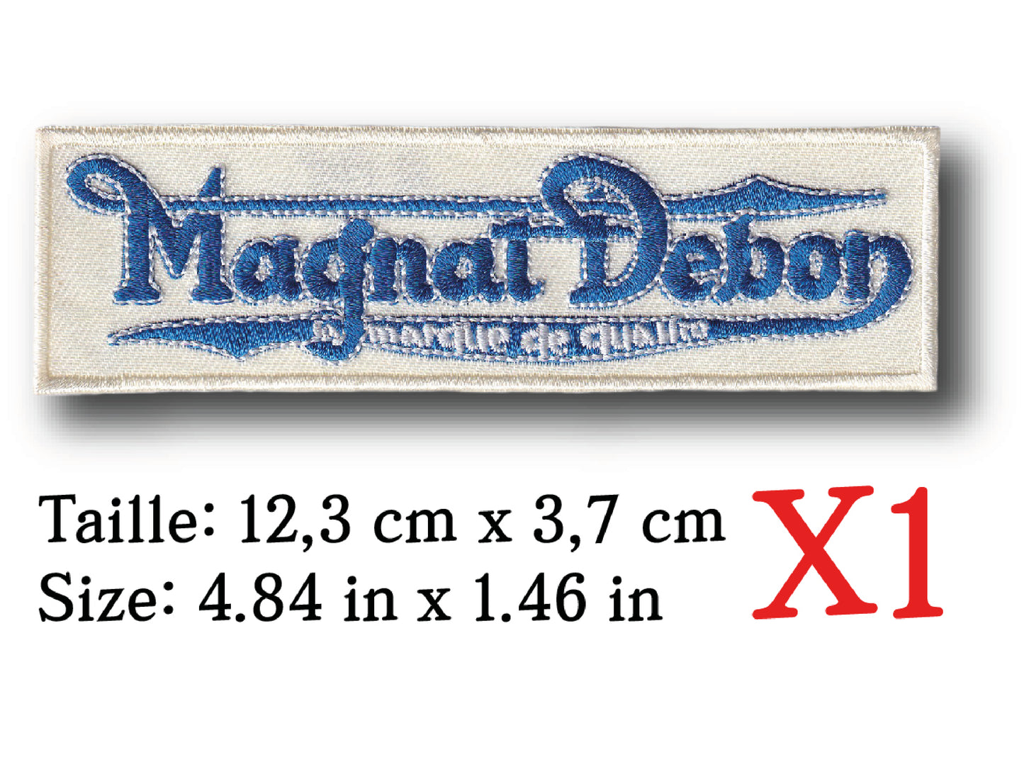 MAXIMUMPATCHES - 12,3 cm x 3,7 cm - Ecusson Patch Brodé Thermocollant - Moto Ancienne Logo Vintage France Magnat Debon