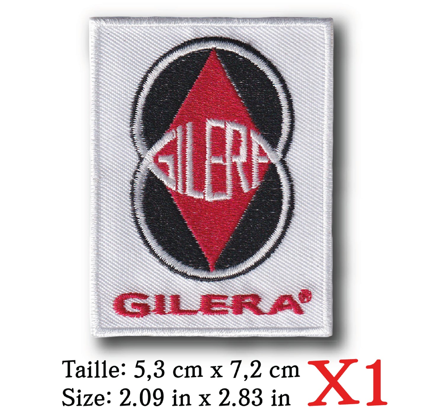 MAXIMUMPATCHES - 5,3 cm x 7,2 cm - Ecusson Patch Brodé Thermocollant - Scooter Moto Italie Logo Rétro Vintage Gilera