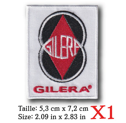 MAXIMUMPATCHES - 5,3 cm x 7,2 cm - Ecusson Patch Brodé Thermocollant - Scooter Moto Italie Logo Rétro Vintage Gilera