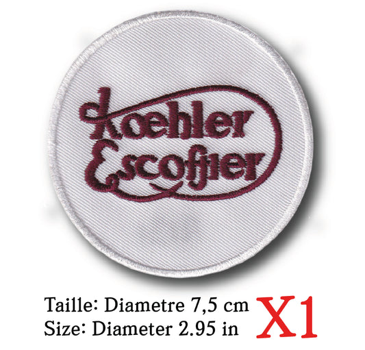 MAXIMUMPATCHES - Diametre 7,5 cm - Ecusson Patch Brodé Thermocollant - Moto France Ancienne Rétro Vintage Publicité Koehler Escoffier