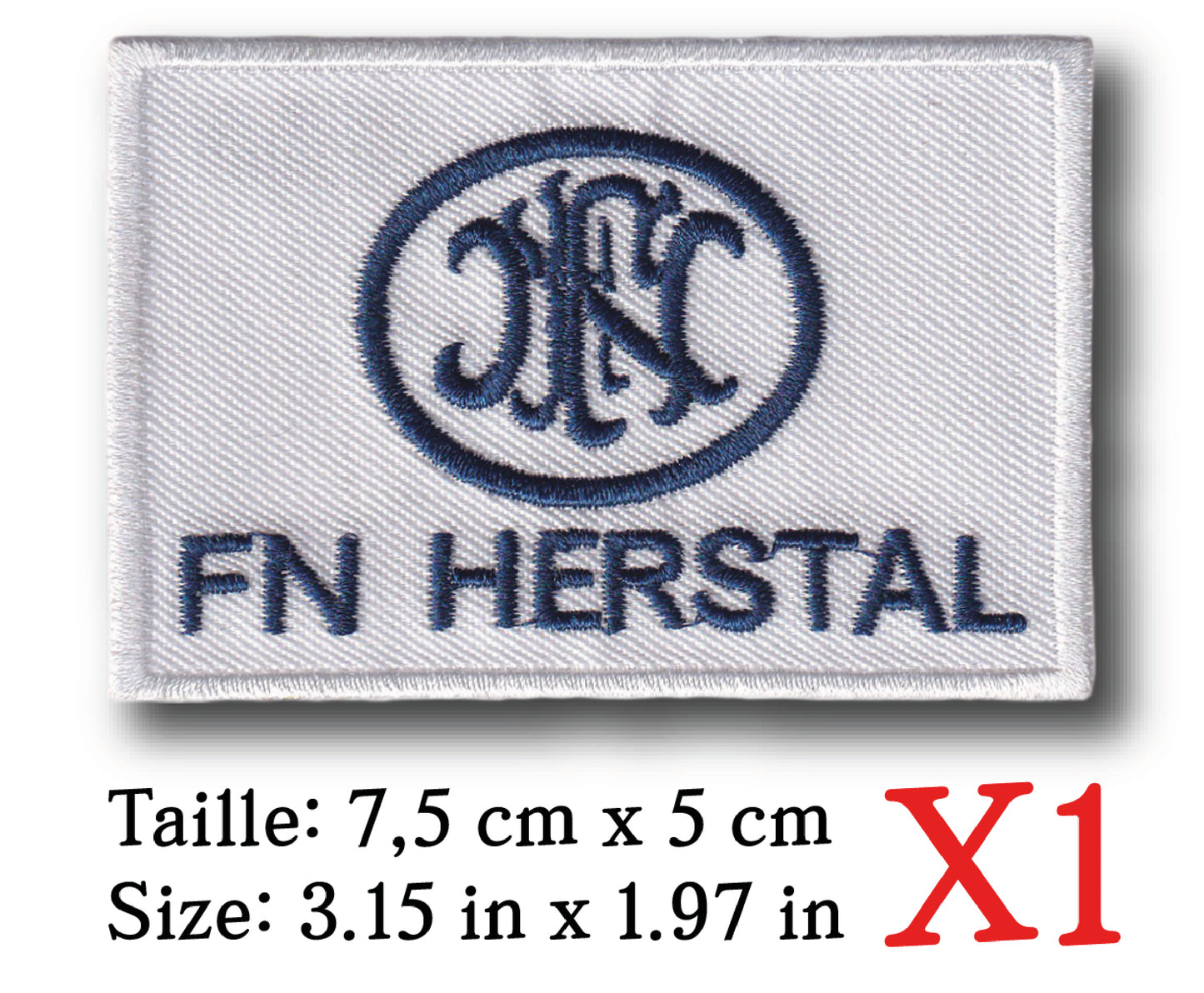 MAXIMUMPATCHES - 7,5 cm x 5 cm - Ecusson Patch Brodé Thermocollant - Moto Belge Ancienne Rétro Vintage Logo Fn Herstal