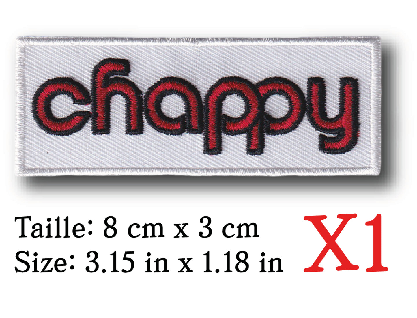 MAXIMUMPATCHES - 8 cm x 3 cm - Ecusson Patch Brodé Thermocollant - Automobile Publicité Marque Logo Moto Japon Chappy