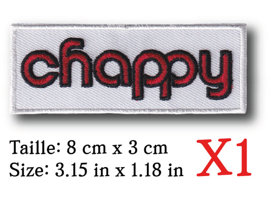 MAXIMUMPATCHES - 8 cm x 3 cm - Ecusson Patch Brodé Thermocollant - Automobile Publicité Marque Logo Moto Japon Chappy