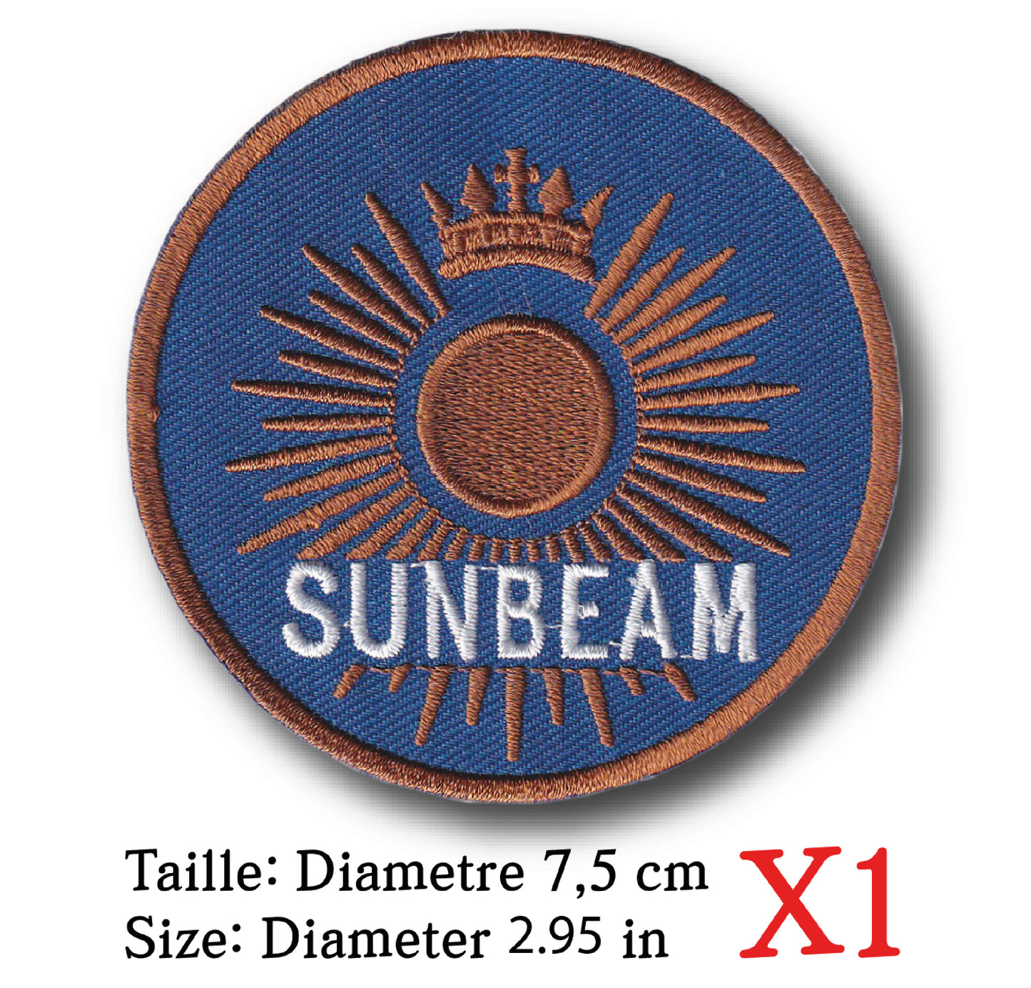 MAXIMUMPATCHES - Diametre 7,5 cm - Ecusson Patch Brodé Thermocollant - Moto Automobile Ancien Moteur Avion Camion Anglais Royaume-Uni Sunbeam