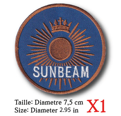MAXIMUMPATCHES - Diametre 7,5 cm - Ecusson Patch Brodé Thermocollant - Moto Automobile Ancien Moteur Avion Camion Anglais Royaume-Uni Sunbeam