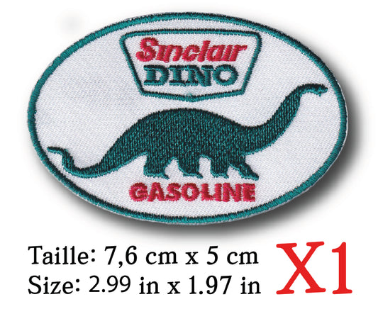 MAXIMUMPATCHES - Ecusson Patch Brodé Thermocollant - 7,6 cm x 5 cm - Auto Moto Rétro Vintage Dino Sinclair