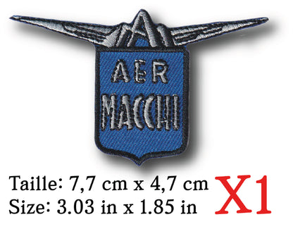 MAXIMUMPATCHES - Ecusson Patch Brodé Thermocollant - 7,7 cm x 4,7 cm - Auto Moto Rétro Vintage Aermacchi