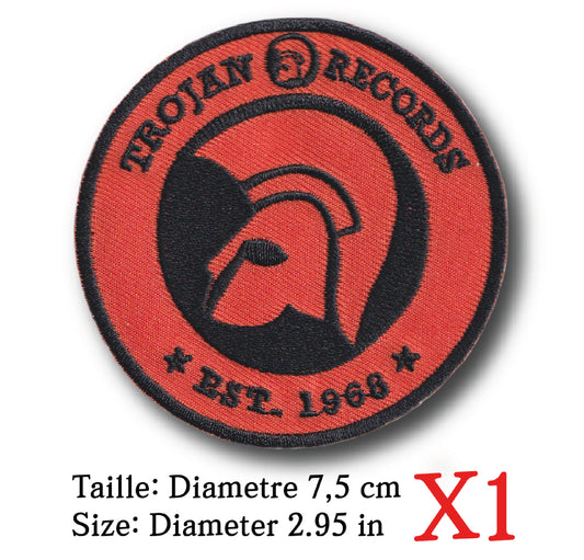 MAXIMUMPATCHES - Ecusson Patch Brodé Thermocollant - Diametre 7,5 cm - Musique Rétro Vintage Label Ska Raggae Oi Uk Trojan Records