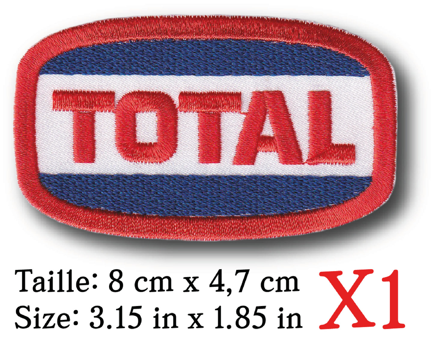 MAXIMUMPATCHES - Ecusson Patch Brodé Thermocollant - 8 cm x 4,7 cm - Station Service Combinaison Pilote Course Automobile Moto Total
